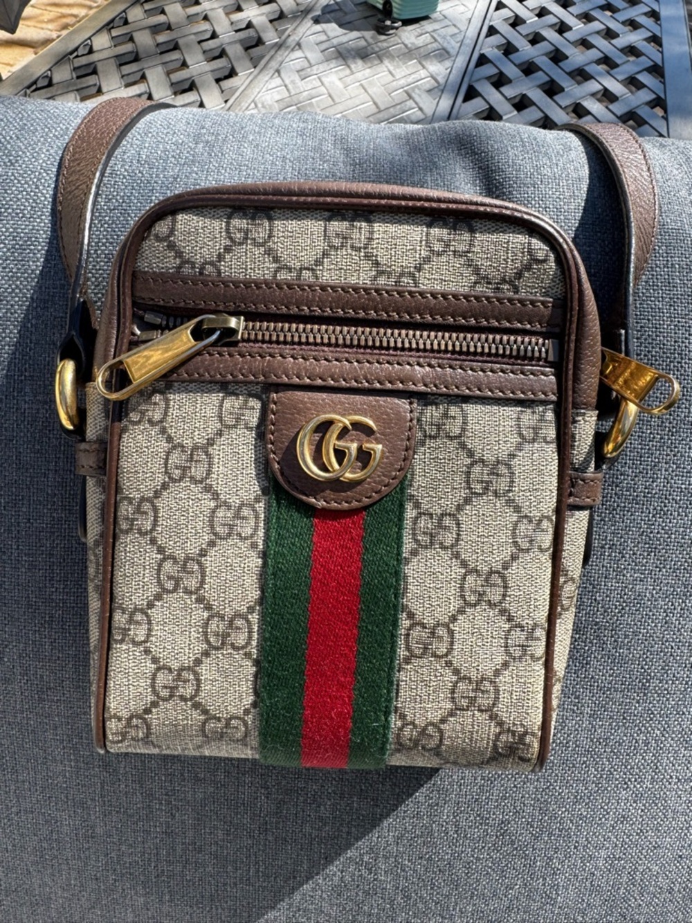 Gucci GG Supreme Monogram Web Mini Ophidia Crossbody Bag